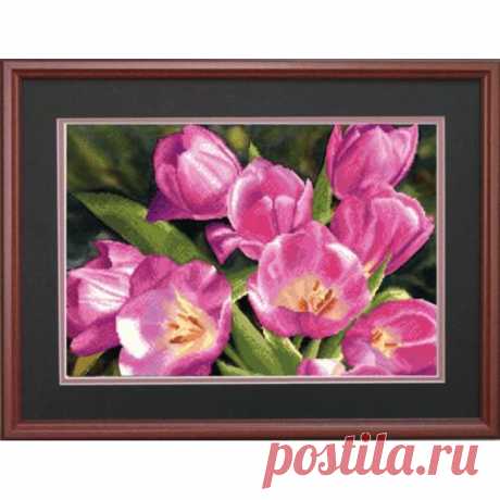 СБ-197 Розовые тюльпаны. Чарівна Мить. Схема на ткани для вышивания бисером