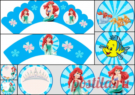 La Sirenita: Toppers y Wrappers para Cupcake para Imprimir Gratis. | Ideas y material gratis para fiestas y celebraciones Oh My Fiesta!