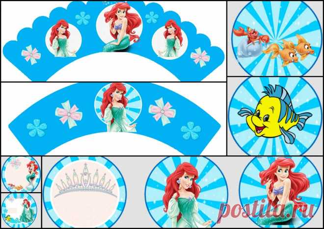 La Sirenita: Toppers y Wrappers para Cupcake para Imprimir Gratis. | Ideas y material gratis para fiestas y celebraciones Oh My Fiesta!