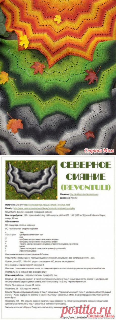 Вяжем вместе шаль &quot;Северное сияние&quot; - Вяжем вместе он-лайн - Страна Мам