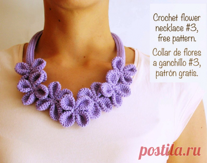 Crochet flower necklace | Crochet Patterns and Tutorials This week’s post it’s a necklace, made of four petal flowers. The texture, the look is lovely. Materials needed are: a 2.5 mm crochet hook, 100% cotton yarn (in this case I used La Abuela no. 6 by Omega, one … Read more... →