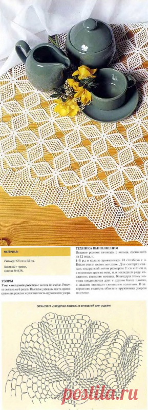 Скатерть крючком звездным узором - Онлайн-журнал о вязании и кулинарии