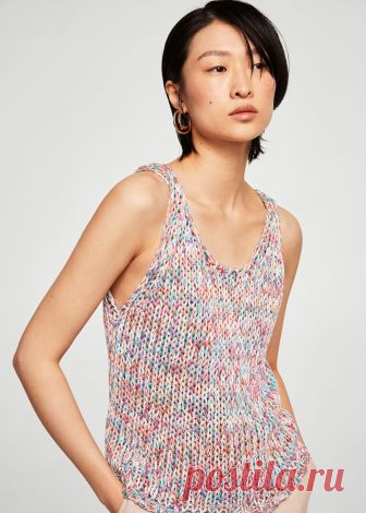 Трикотажный меланжевый топ - Футболки и топы - Женская | MANGO МАНГО Россия (Российская Федерация)