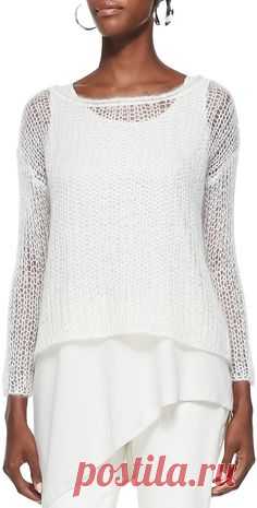Eileen Fisher Mohair Mesh Long-Sleeve Top