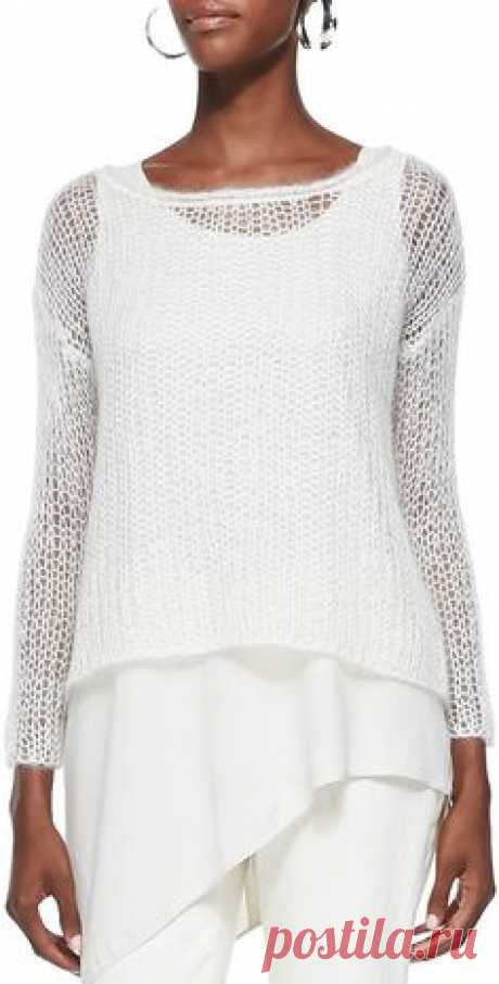 Eileen Fisher Mohair Mesh Long-Sleeve Top
