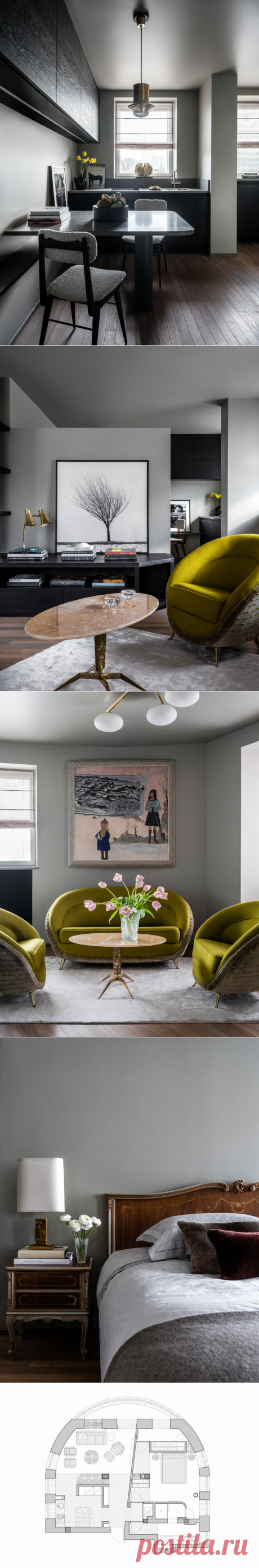 Полукруглая квартира в доме 1933 года, 68 м² | AD Magazine Russia | Яндекс Дзен