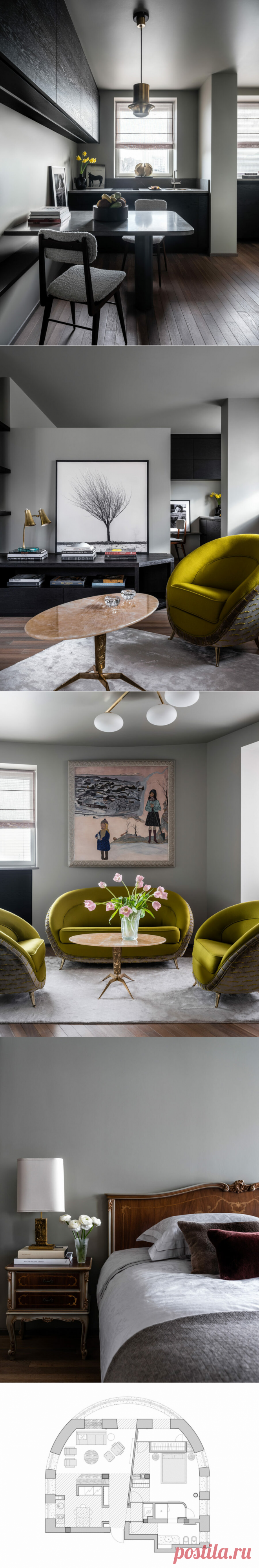 Полукруглая квартира в доме 1933 года, 68 м² | AD Magazine Russia | Яндекс Дзен