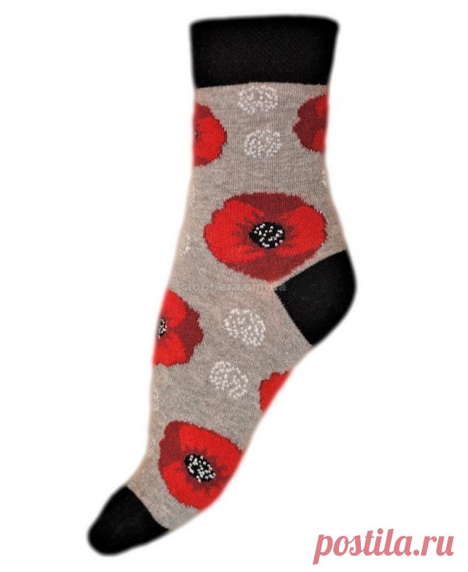 Носки с рисунком цветка мака