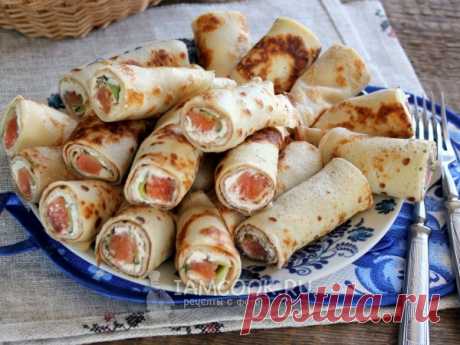 Блины с семгой и сливочным сыром