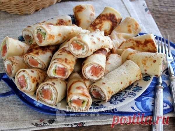 Блины с семгой и сливочным сыром