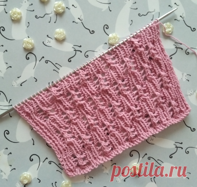 Ажурный фантазийный узор "Резинка с шишечками" спицами со схемой. | Вязаные истории Басика | Яндекс Дзен