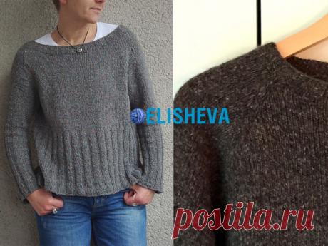 Свитер с регланом "Серый Морле" от Регины Моссмер вязаный спицами