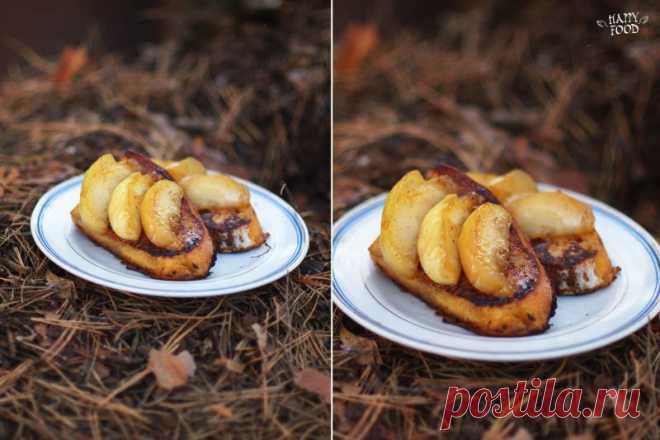 HAPPYFOOD - Французские тосты с томлеными яблоками в меду с корицей.