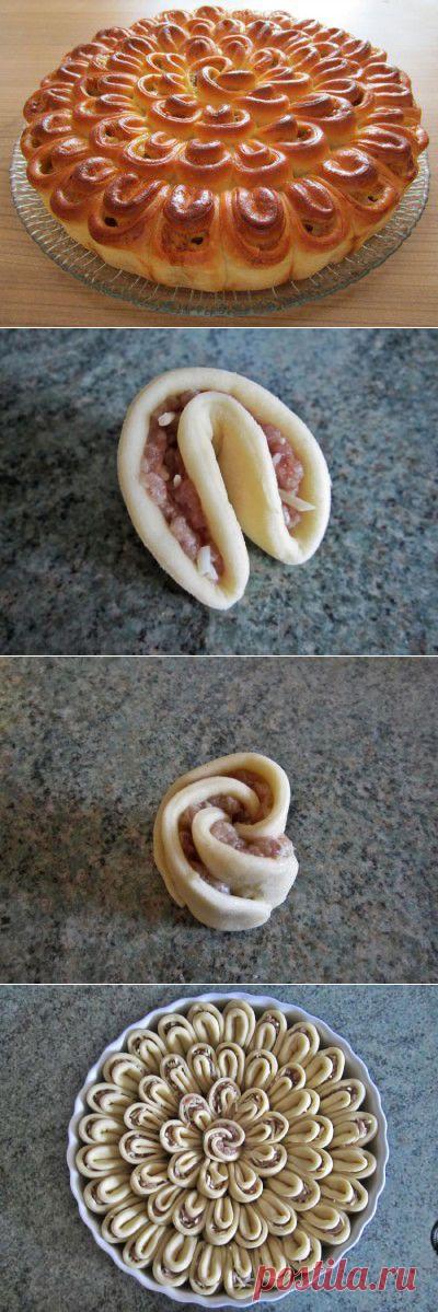 Мясной пирог «Хризантемка» : Выпечка несладкая