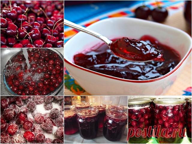 Вишня в желе на зиму

Очень вкусный десерт с вишней.
Благодаря не долгой варке, вишни сохраняют свежий аромат и большое количество витаминов.

Ингредиенты:
- 1 кг вишни или черешни,
- 1 кг сахара,
- 100 мл воды,
- 25 г желатина.

Приготовление:
1. Вишню помыть, обсушить и удалить косточки. Если у вас есть черешня, то её можно приготовить по аналогичному рецепту.  Для удаления косточек лучше воспользоваться скрепкой или специальным приспособлением.
2. Переложить вишню в емк...