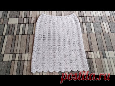 Юбка крючком узором "Веера".МК.