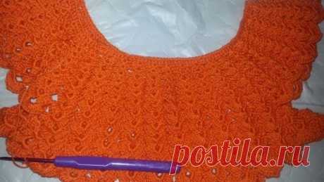 Вяжем круглую кокетку Платье на малышку часть 1(knit a round yoke)