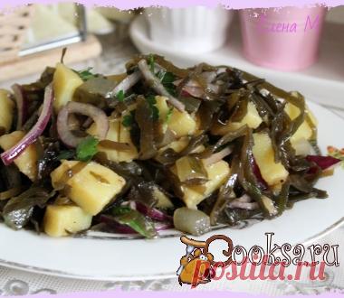 Теплый картофельный салат с морской капустой фото рецепт приготовления