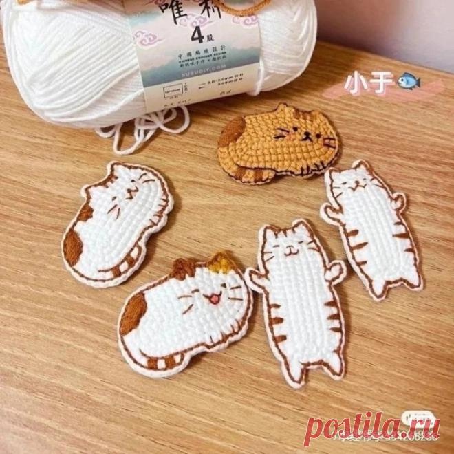 Вяжем очаровательную брошку "Котик"