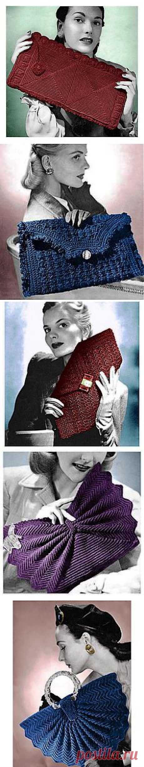 Vintage Crochet Pattern 1940s Envelope Clutch Purse Harlequin Handbag…