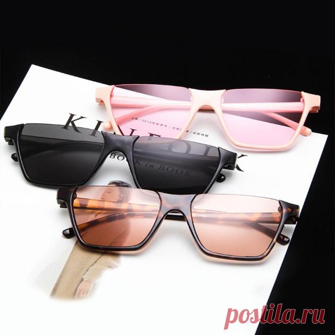 Полуободковые прямоугольные черные солнцезащитные очки с серой дымчатой линзой за 235 грн. | Шафа