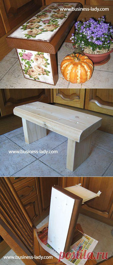 Декупаж скамеечки | Самоделкино