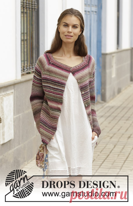 Cecina / DROPS 188-25 - Free knitting patterns by DROPS Design Knitted jacket with garter stitch and raglan, worked top down. Sizes S - XXXL. The piece is worked in DROPS Delight.