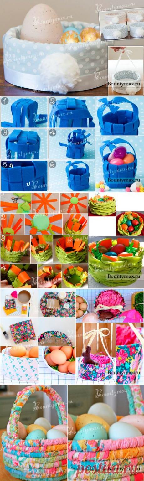 Необычные пасхальные корзины своими руками из ткани