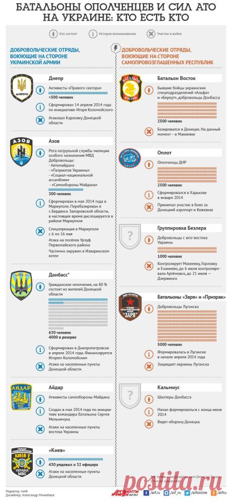 Батальоны ополченцев и сил АТО на Украине: кто есть кто. Инфографика | Инфографика | Вопрос-Ответ | Аргументы и Факты