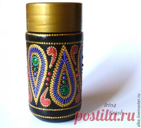 Точечная роспись баночки из-под кофе / Я - суперпупер