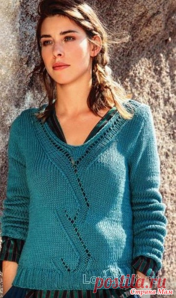 Пуловер с ажурной вставкой на переде. Спицами. / Страна Мам