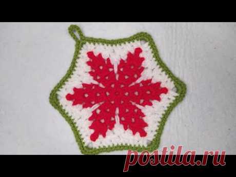 Presina Natalizia Uncinetto Tutorial 💕 Potholder Crochet - Agarradera Crochet - Pega Panela Croche