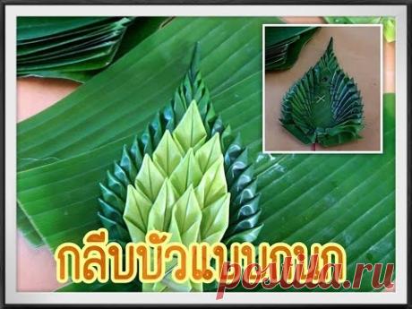 วิธีทำ กระทงใบตอง #๑๐ (กลีบบัวแบบกนก)