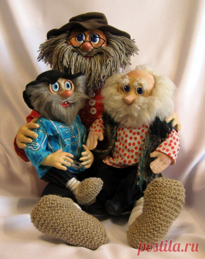 Дедушка Евлампий с внучатами-домовятами.