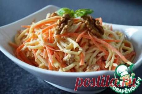 Всем приветик, хочу поделиться с вами рецептом, „Салат из сельдерея, моркови и яблочка&quot;! Вкусный, лёгкий, свежий салатик! Готовится очень быстро! Отлично подходит к мясу и просто, как лёгкий ужин! Прекрасно подходит для желающих, следить за своей фигурой!Морковь, сельдерей и яблоко, почистить и помыть. Натереть на крупной тёрке.Полить салатик лимонным соком.
Грецкие орехи крупно порубить, добавить йогурт, соль, сахар и молотый перец. 
Всё хорошо перемешать!