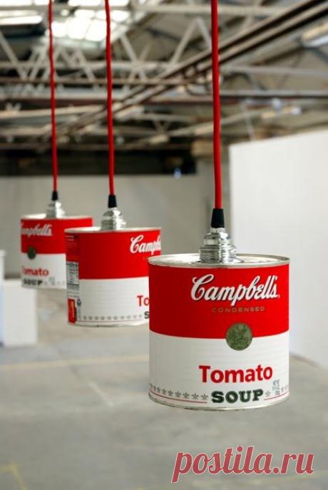 (408) Soup can lamps. | Reciclaje