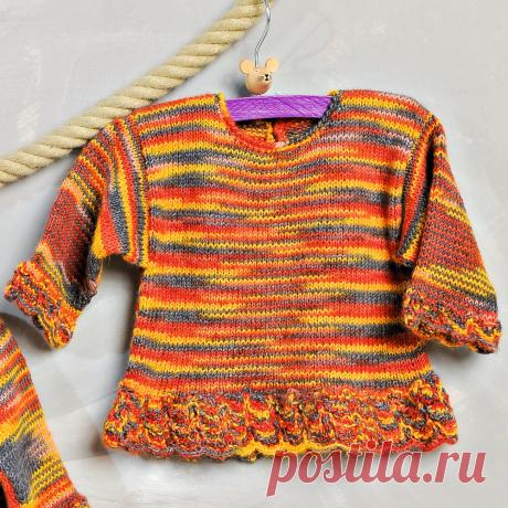 Джемпер с ажурным бордюром для девочки - схема вязания спицами. Вяжем Джемперы на Verena.ru