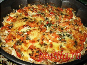 Рыба запечённая с помидорами и сыром
