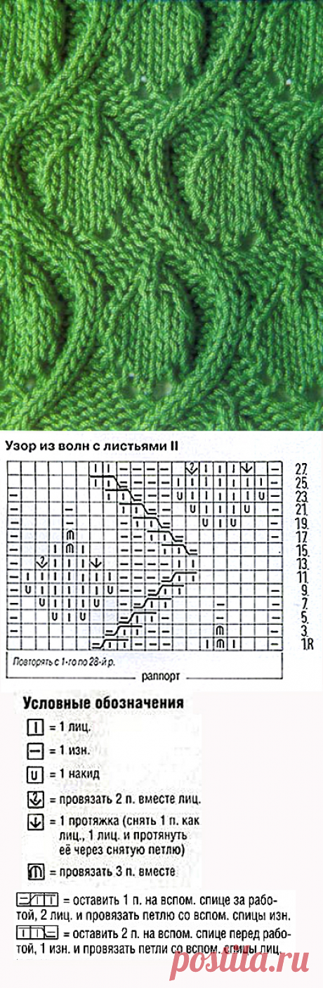 www.SHPULYA.com - Узор из волн с листьями спицами 16