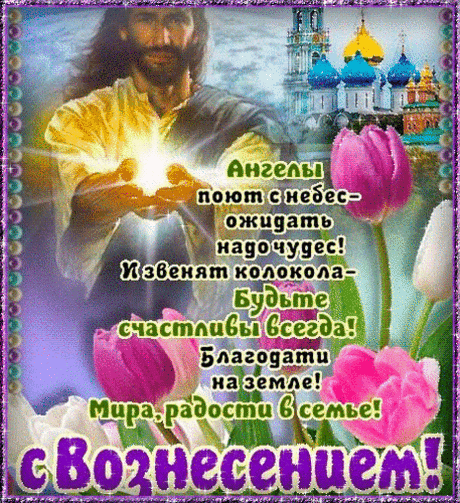 Желаю Божьей благодати,
Любви, здоровья и удачи.
Пусть защищают ангелы тебя,
Покорной будет пусть судьба.
Со Светлым Вознесением Господним!