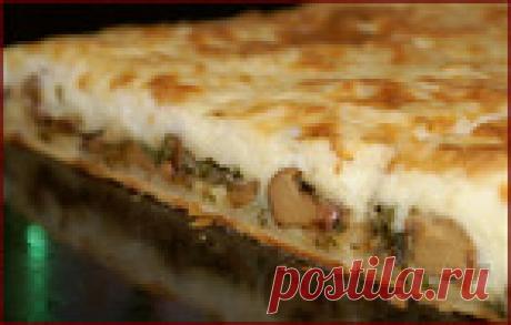 Слоёный пирог с грибами и картофелем