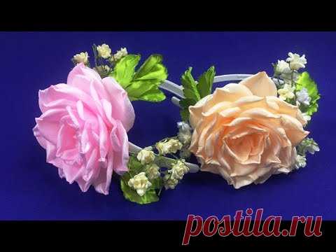 Ribbons rose and gipsophila/Rosa y gypsophila de cintas/Роза и гипсофила из лент