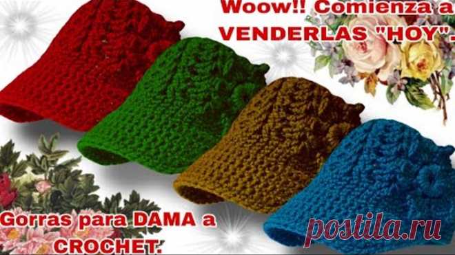 ⛔️ Woow!! IMPRESIONANTE Gorras para DAMA a crochet (VENDE DESDE HOY) 💷💵💷💵