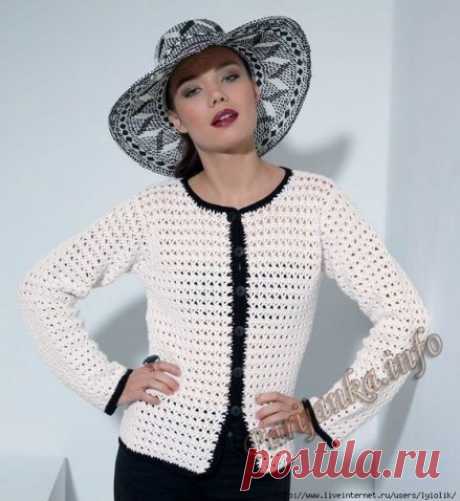 Идея и схема Жакета крючком в стиле Шанель с сайта Парижанка