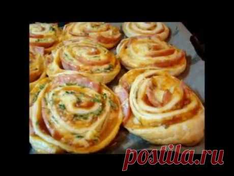 Рецепт Булочек из слоеного теста с ветчиной(Recipe of Puff pastry with ham) - YouTube