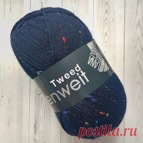Пряжа Lana Grossa Meilenweit 100 Tweed 112 темно-синий – купить по низкой цене | Магазин пряжи и спиц Lana Bombic