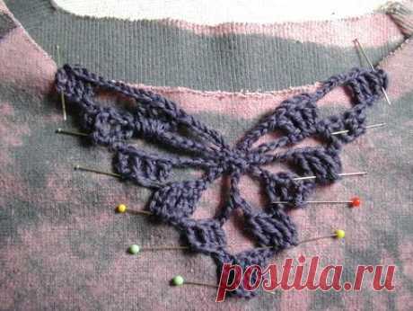 How to Embellish with Crochet Inserts - CraftStylish, good tutorial