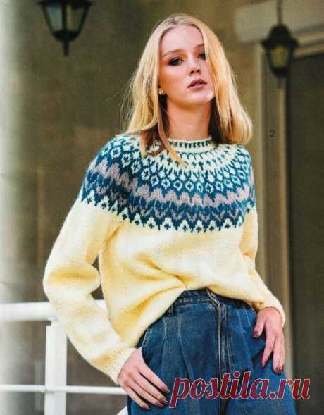 ДЖЕМПЕРЫ С КРУГЛОЙ КОКЕТКОЙ ЖАККАРД. ЛОПАПЕЙСА. | Копилка узоров (Вязание спицами) | Дзен