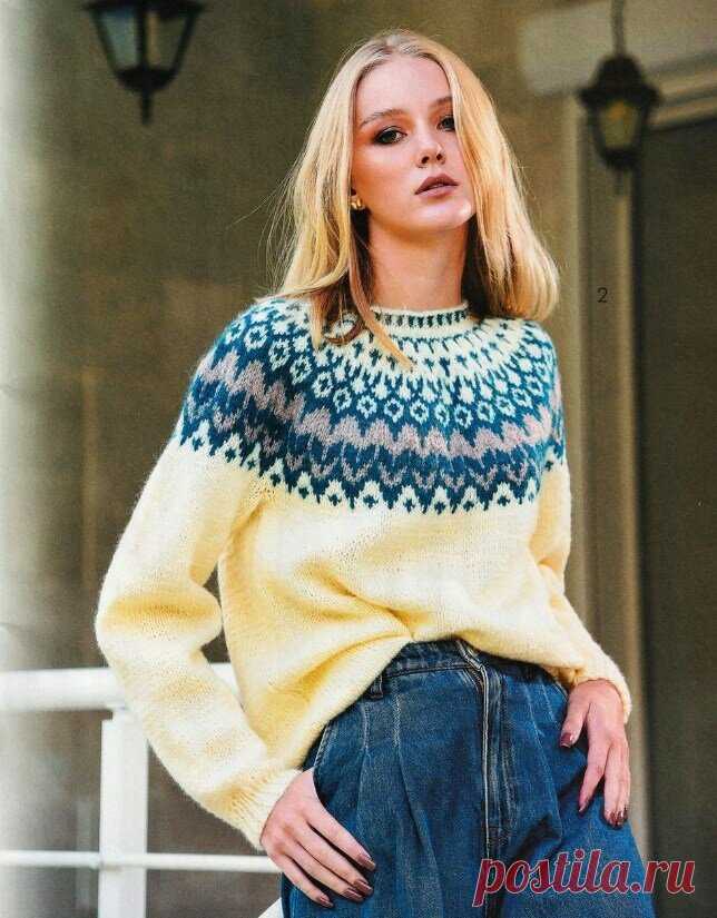 ДЖЕМПЕРЫ С КРУГЛОЙ КОКЕТКОЙ ЖАККАРД. ЛОПАПЕЙСА. | Копилка узоров (Вязание спицами) | Дзен