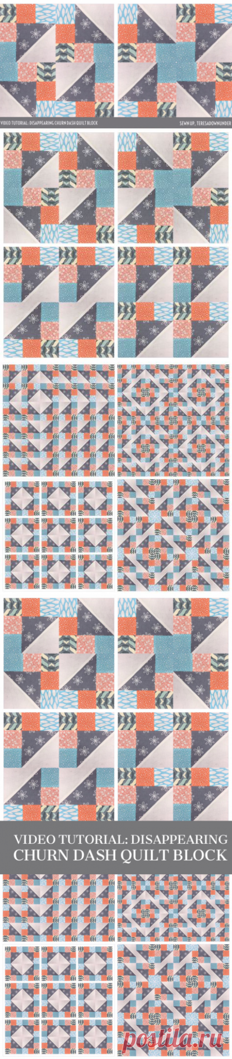 Video tutorial: quick and easy disappearing churn dash quilt block | Sewn Up
